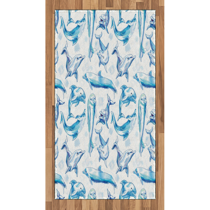 Ocean Life High Density Long Fiber Poly Threads Decorative Area Rug Carpet, Rectangle 2'7" x 5'