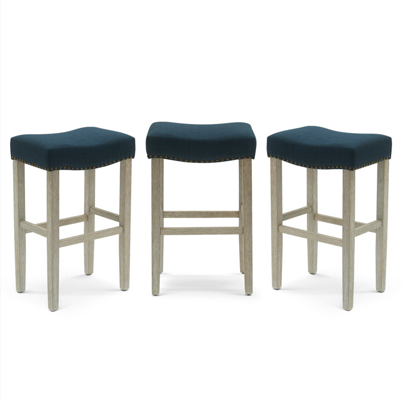 Tabouret Jameson, Tabouret de bar (siège d'une hauteur de 29 po), Tissu bleu marine / structure grise