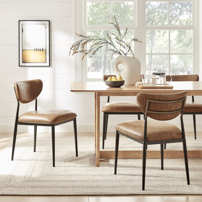 Hughey Dining Side Chair , Black, Vintage Cider Faux Leather