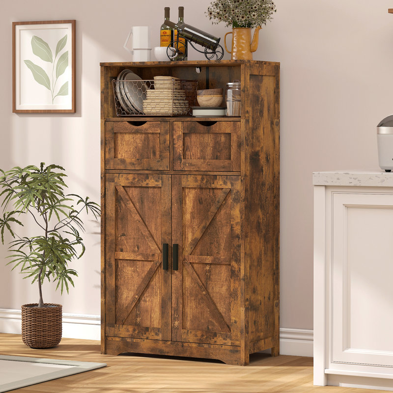 Ayvri Accent Cabinet with 2 Drawers & Doors, Rustic Brown