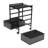2-Tiermodern Black Rectangle File Storage Drawer Carts Carbon Steel File Storage Organizer On Wheels