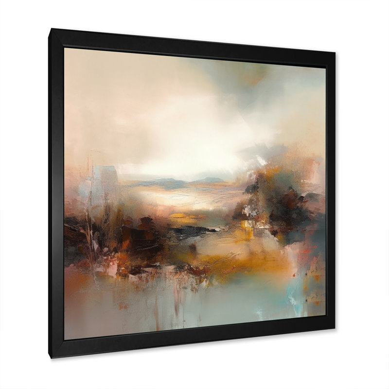«Brown Abstracted Nature III», art mural abstrait, Cadre photo noir, H 16 po x l 16 po
