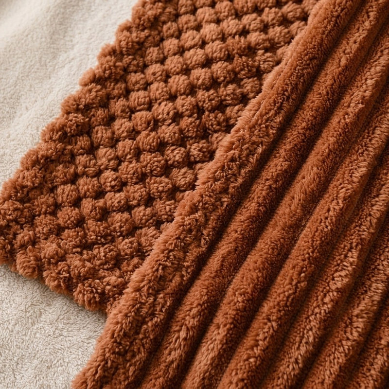 Jeté en molleton rouille avec motif bohème