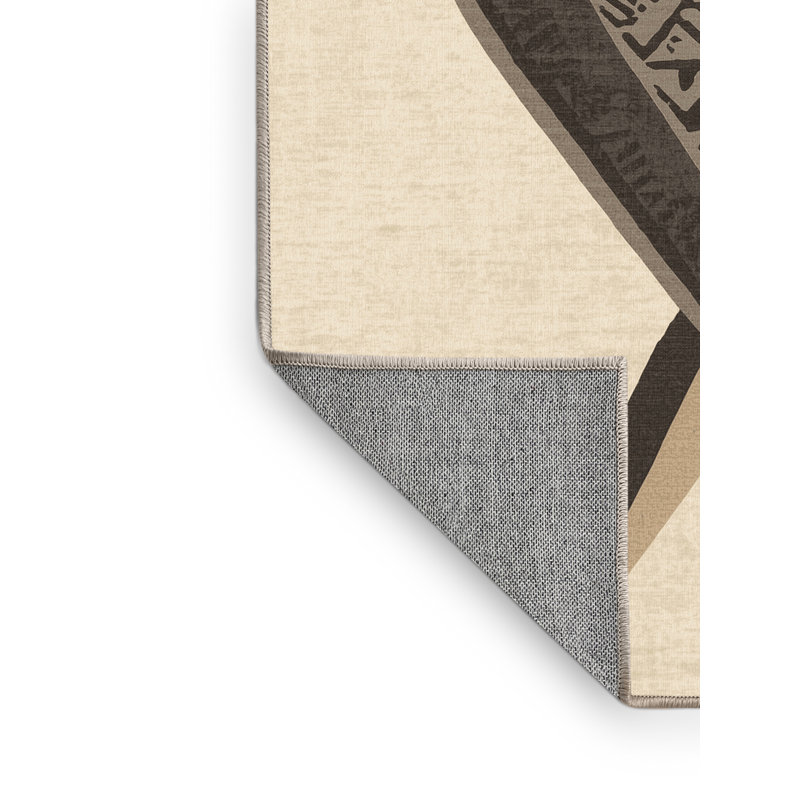 Tapis beige à motif de blocs de style brouette lavable à la machine, 8 x 10