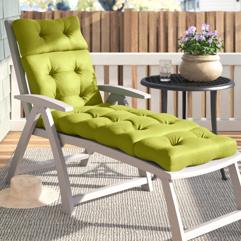 Shipton Outdoor Tufted Chaise Lounge Cushion, Baltic