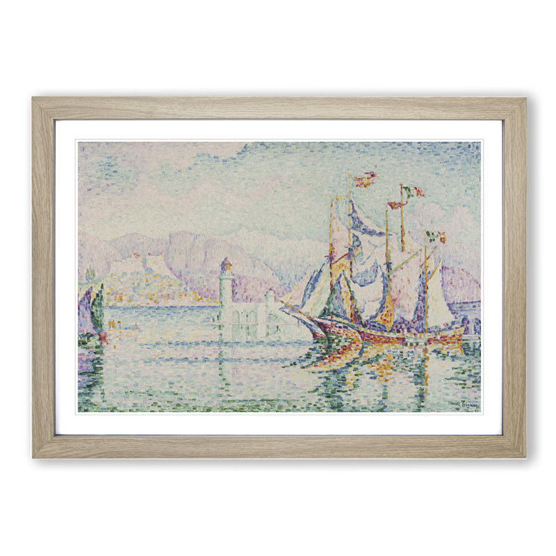 Antibes in the Morning by Paul Signac - Picture Frame Graphic Art, Oak Framed, 27cm H x 36cm W x 2cm D