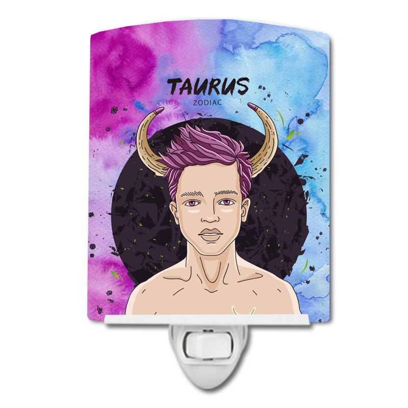 Taurus Zodiac Sign Ceramic Night Light