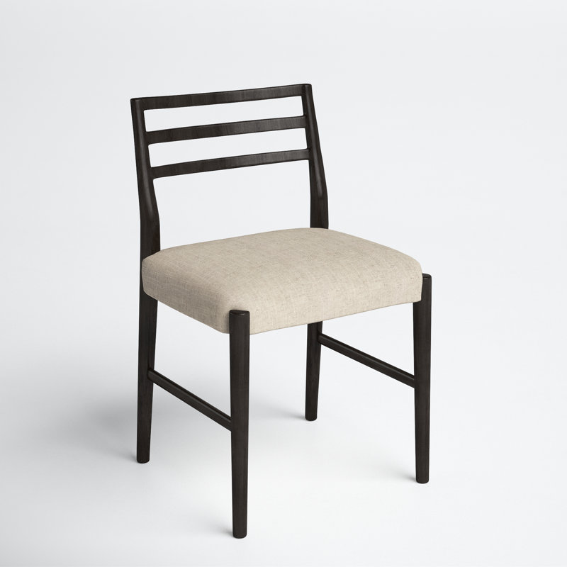 Lindyn 18.9'' H Upholstered Side Chair, Ivory Cotton/Polyester Blend/Viscose, Scrubbed Oak Black