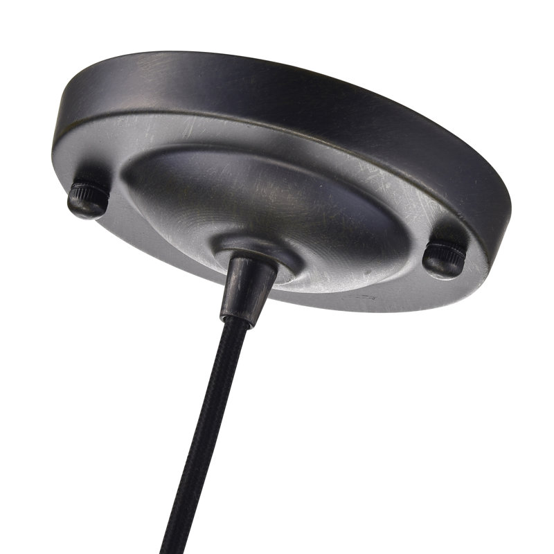 Luminaire suspendu en forme de dôme noir antique à 1 lumière de 7,1 po Odeza, Noir antique, Fumée