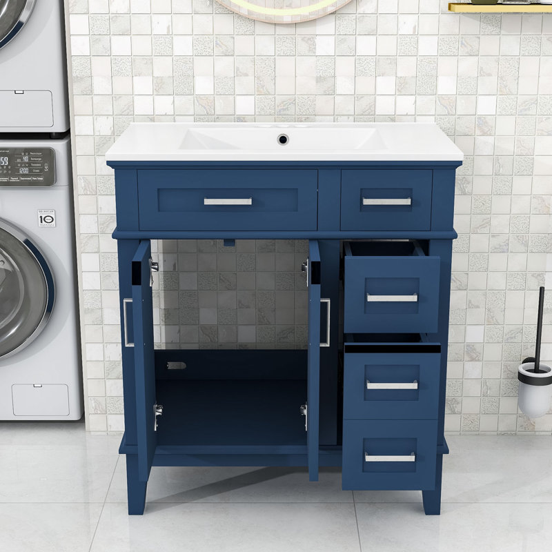 Meuble-lavabo élégant avec rangement - conception élégante, portes à fermeture en douceur, Bleu