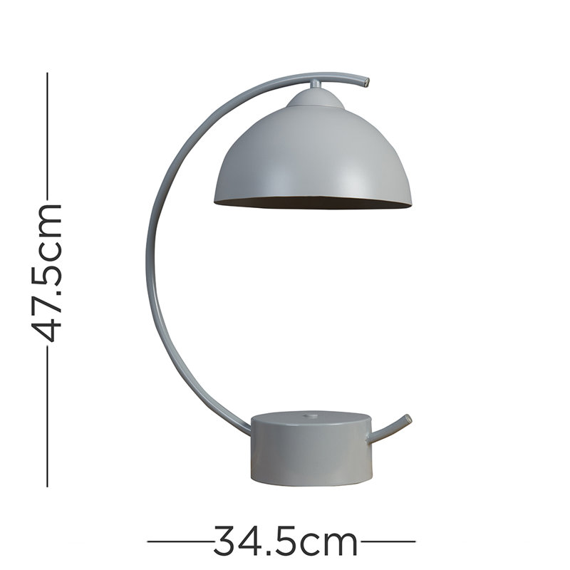 Downton Metal Arched Lamp, Cool Grey