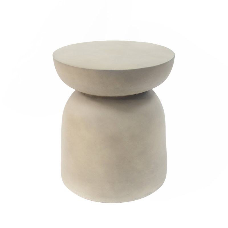 Outdoor Round Top Mgo Drum Side/End Table , Living Room Accent Table,Light Grey