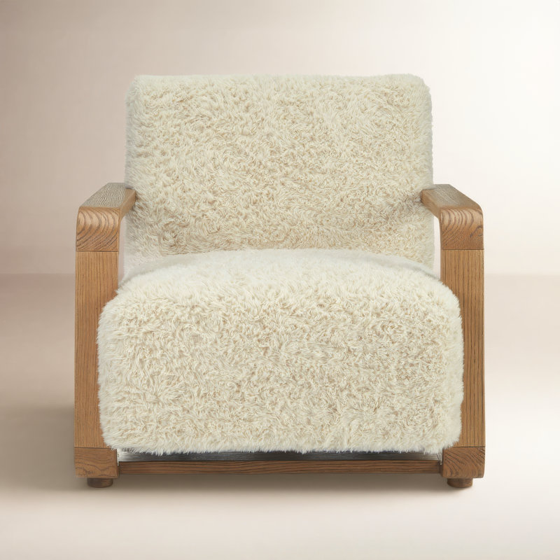 ECKERSLEY LOUNGE CHAIR CREAM FAUX FUR, Cream Faux Fur