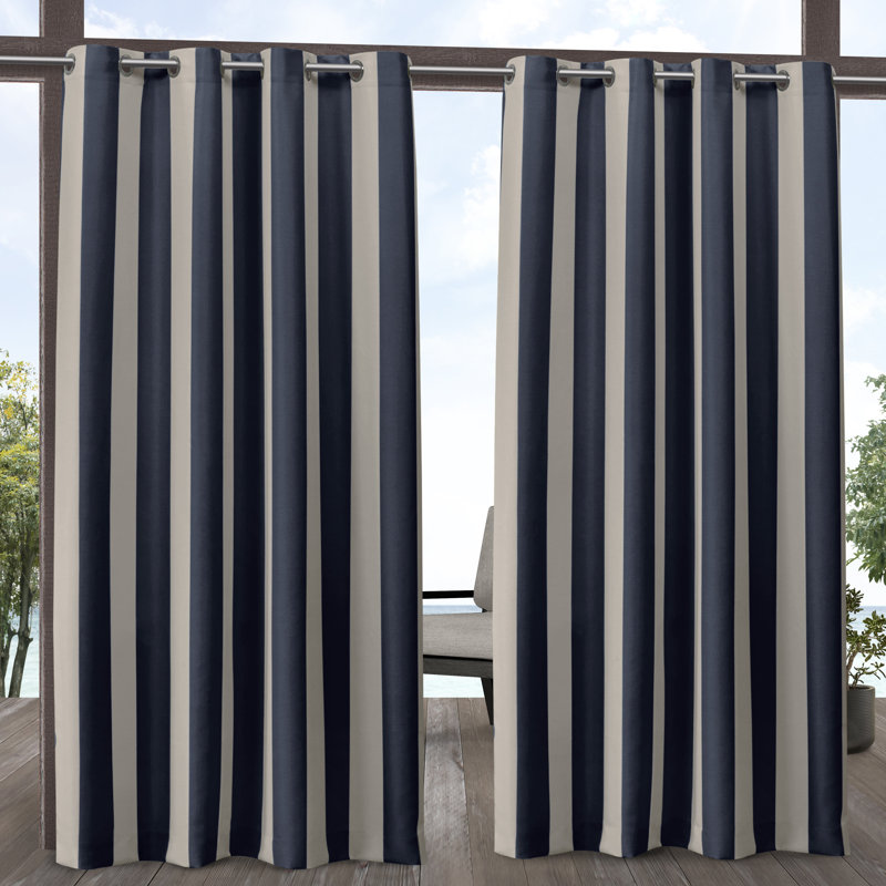 Kristen Semi Sheer Pair, 54"W x 84"L, Navy/Sand