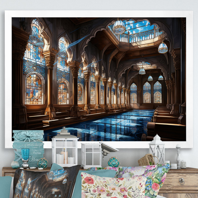 Hinduisim Art Gurudwaras Sacred - Spiritual Wall Decor, H 24 po x l 32 po x P 1 po, Cadre photo blanc