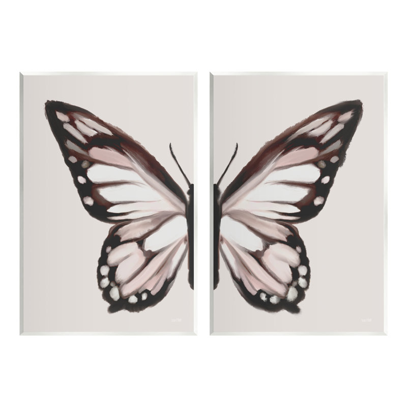 Ailes de papillon symétriques en sourdine par House Fenway - 2 pièces, impression, H 19 po x l 26 po x P 0,5 po, Unframed