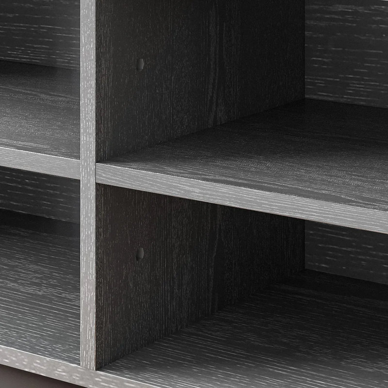 Meuble télé Mid-Century moderne pré-assemblé, H 21,25 po x L 94,49 po x l 15,75 po, Noir