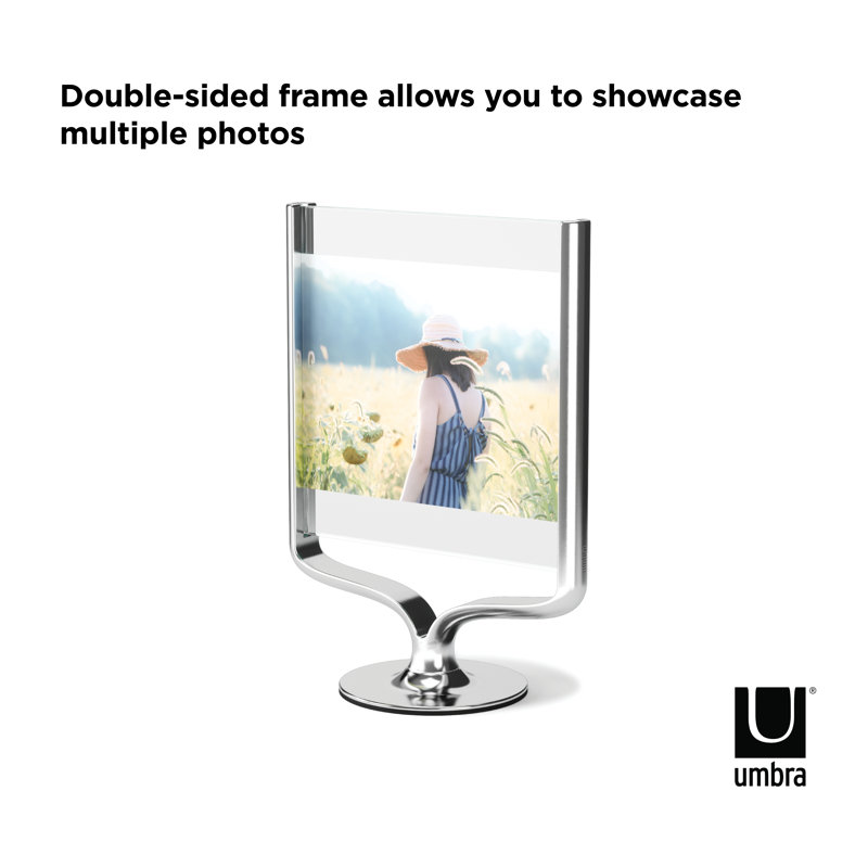 Wishbone Chrome Double-Sided Floating Tabletop Picture Frame