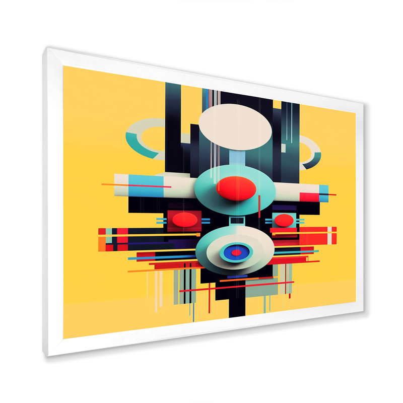 Minimal Retro géométrie sur jaune - impression sur toile géométrique moderne, H 44 po x l 34 po x P 1,5 po