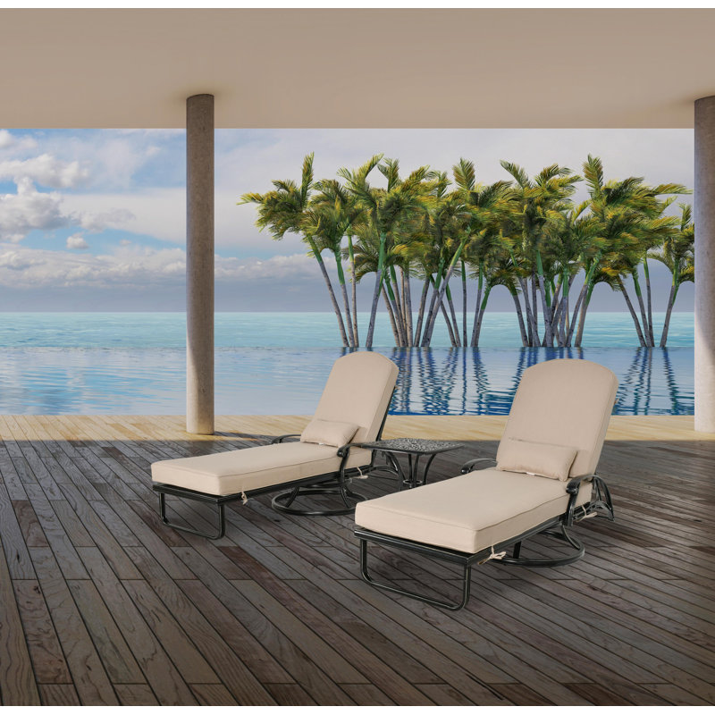 Outdoor Metal Chaise Lounge Set , Cushion Included