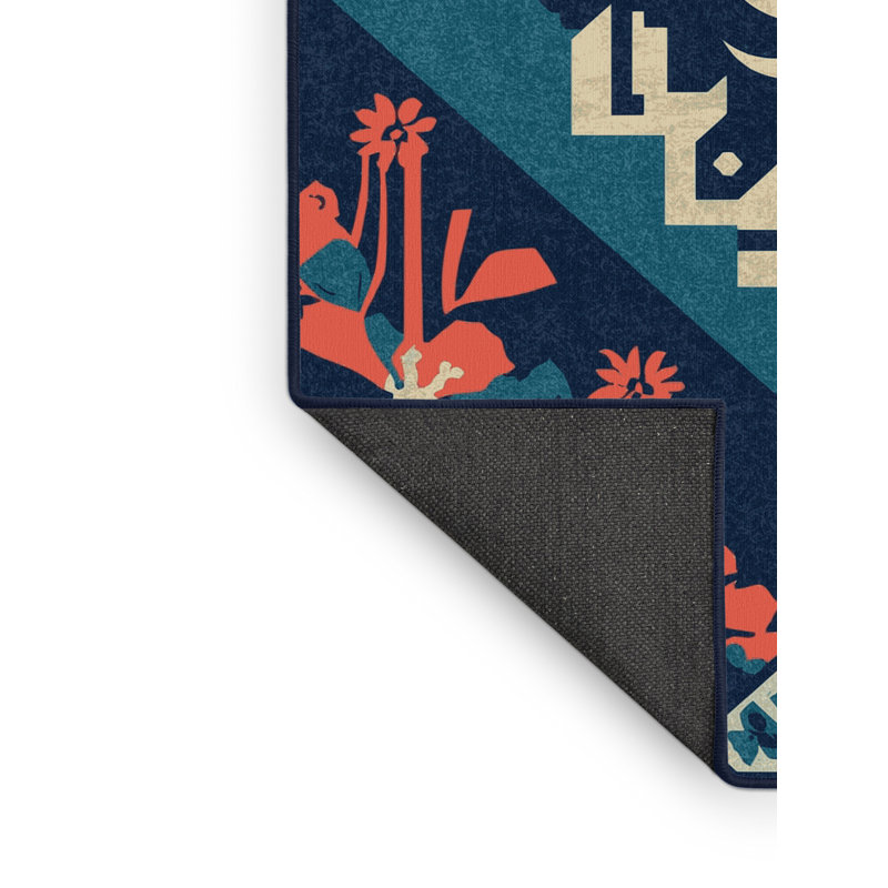Tapis bleu moelleux moelleux à motif éclectique à motif éclectique Oreland Maui, 3 X 5