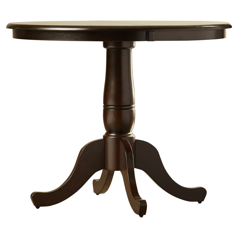Table de salle à manger avec piédestal et à rallonge en bois massif Ingbert, Moka riche