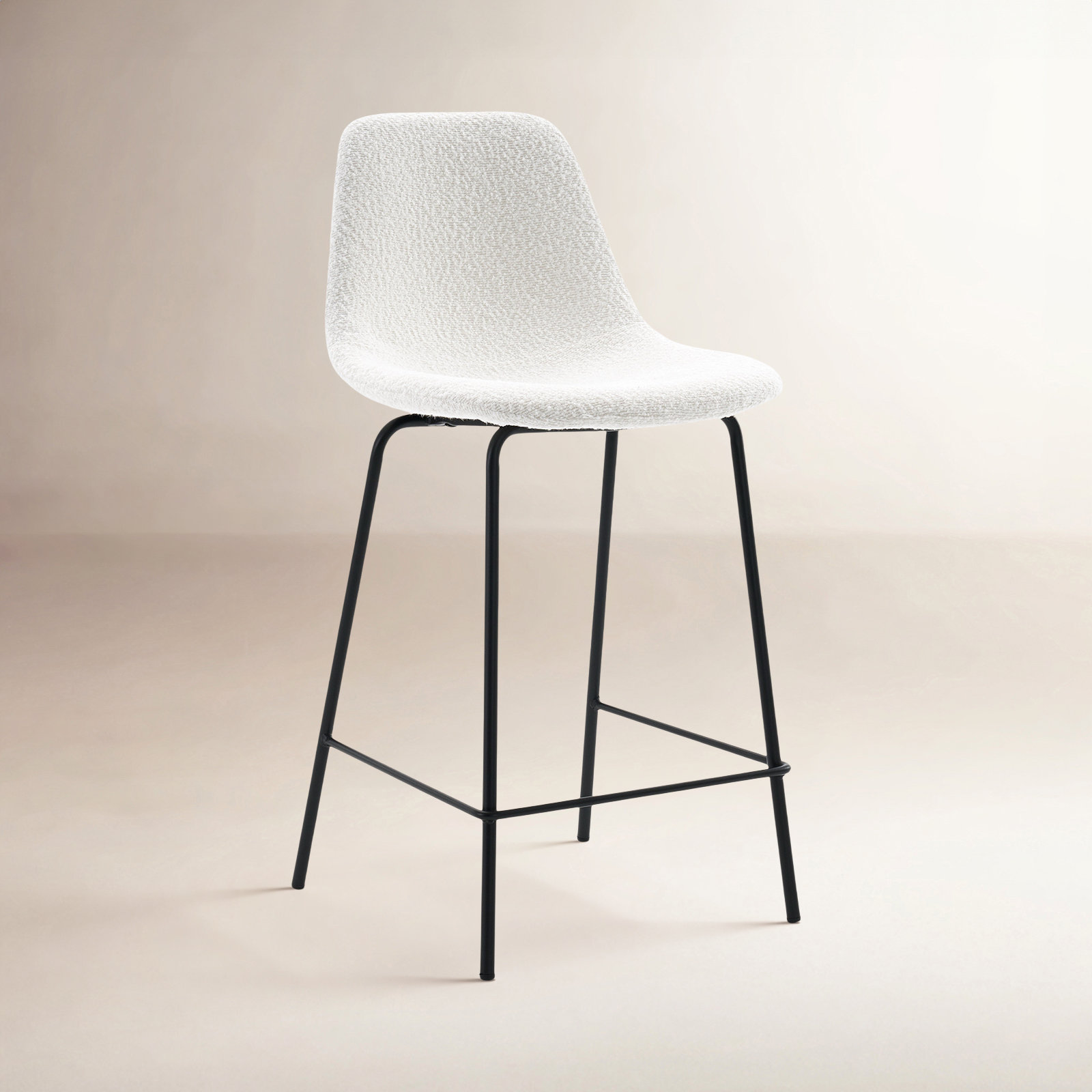 Kavi Bar and Counter Stool, White Boucle, Counter Stool (24" Seat Height)