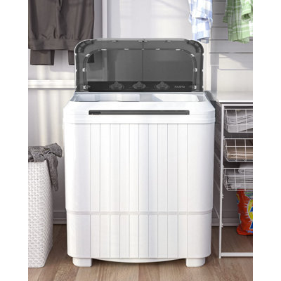 30Lbs Portable 2-in-1 Compact Twin Tub Washing Machine & Spinner - 19lb Washer, Electric