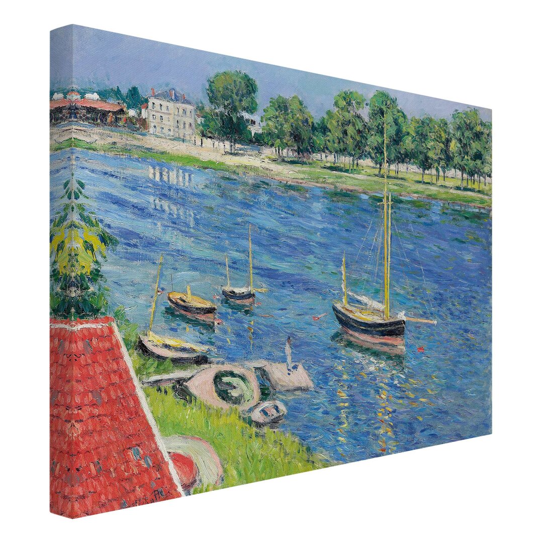 Leinwandbild Die Seine Bei Argenteuil, Boote Vor Anker von Gustave Caillebotte