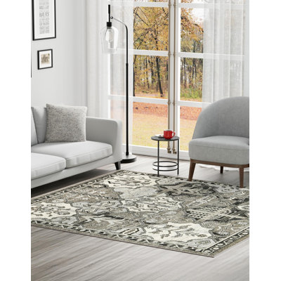 Tapis ivoire à motif géométrique Godina