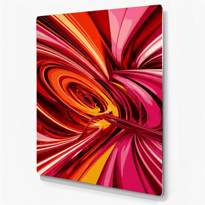 Abstraction numérique 13, art mural en métal rouge