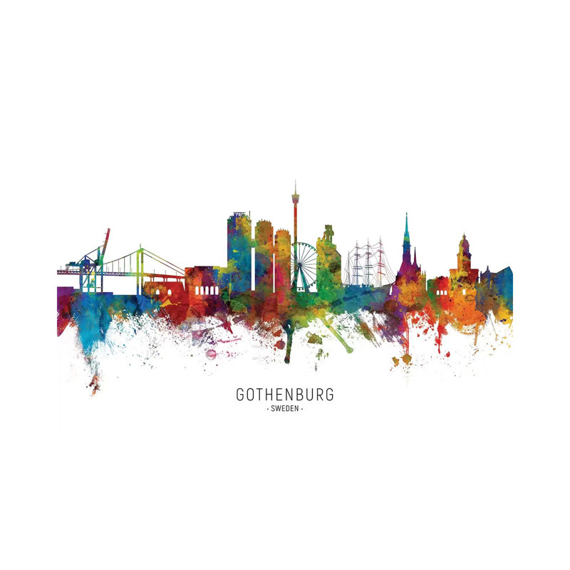Gothenburg Sweden Skyline by Michael Tompsett - 1 Piece Wrapped Canvas Painting, 20.32 cm H x 30.48 cm W