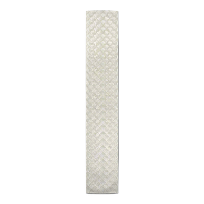 Rectangular Geometric Table Runner, 90" x 16", Cream