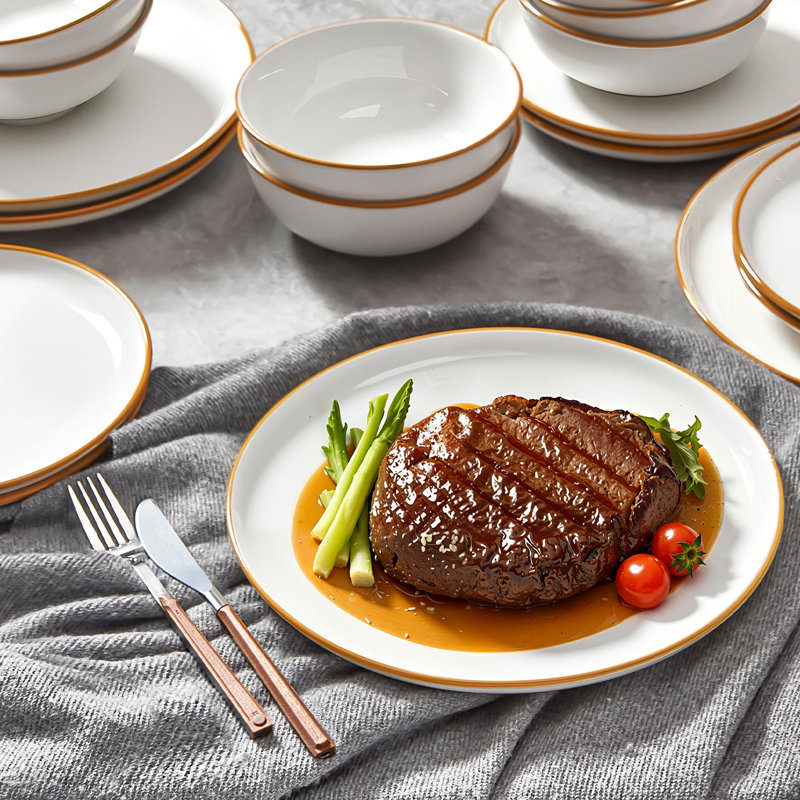 32 PCS Dinnerware Set Ceramic Plates and Bowls Sets Service for 8 White