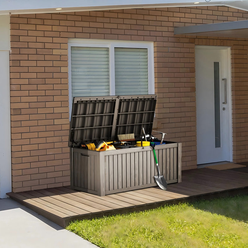 Boîtes de rangement d'extérieur 150 gallons avec couvercle verrouillable et résistant aux rayons UV pour meubles de patio