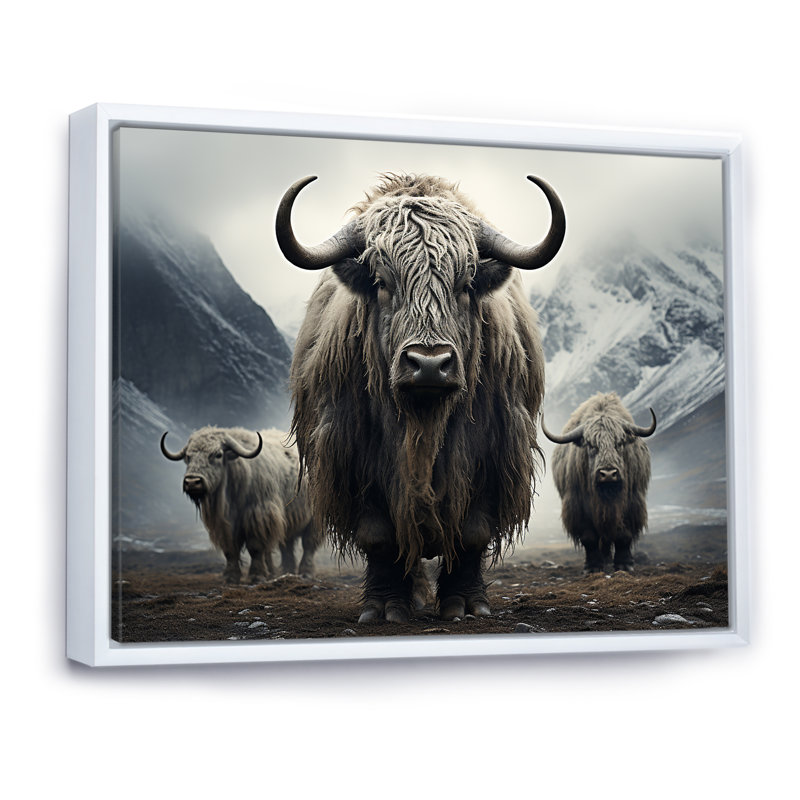 Scène de pâturages monochromes sur toile, Cadre flottant blanc, H 12 po x l 20 po x P 1 po