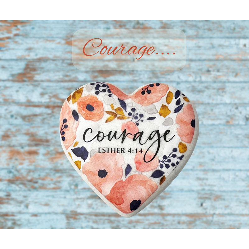 Heart Stone Floral Courage Pink Blue