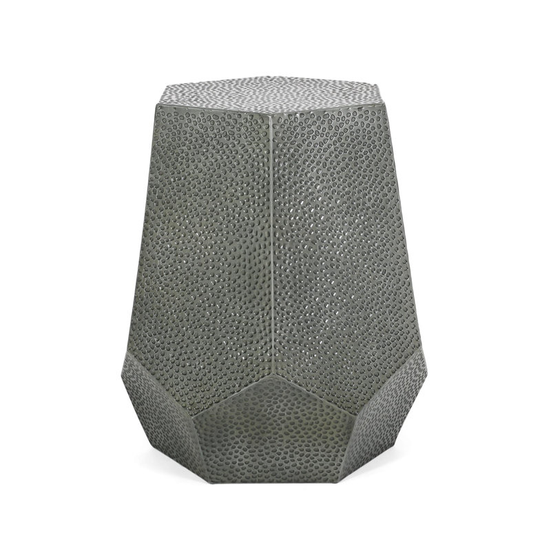 23" Silver Iron Hexagonal Pedestal End Table