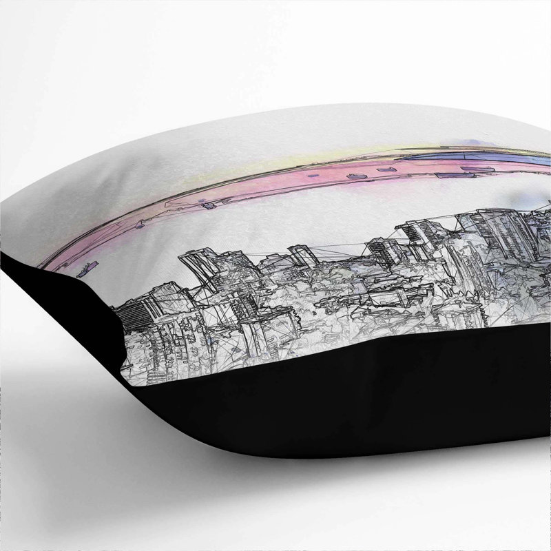 Vancouver Canada Skyline Cushion with Filling, Black, 55cm H x 55cm W x 20cm D