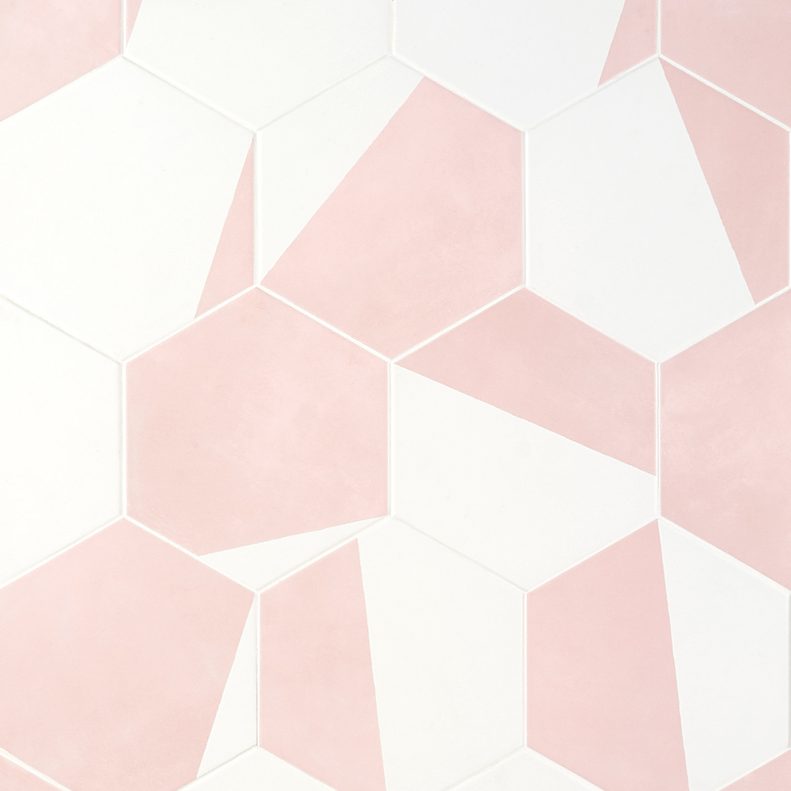 GeoHex Burst 8" Porcelain Tile, Blush
