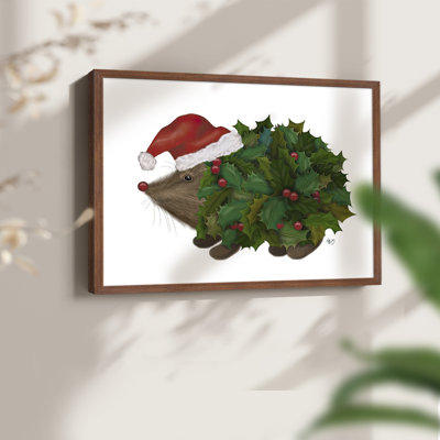 Christmas Holly Hedgehog -Framed Print - Restickable