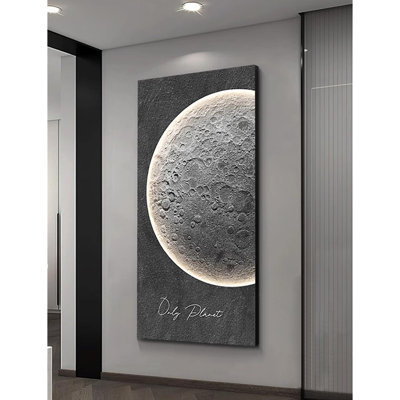 Modern Minimalist Textured Moon Led Wall Art With Sandstone Finish