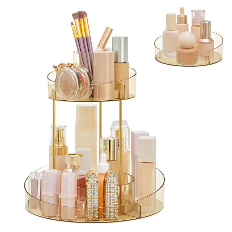 Aynor Plastic Makeup Organiser, Gold