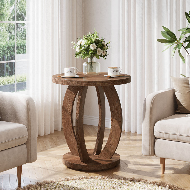 Table de bout ronde 24 po, Brun