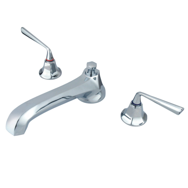 Kingston Brass Silver Sage Two-Handle 3-Hole Deck Mount Roman Tub Faucet, Polished Chrome