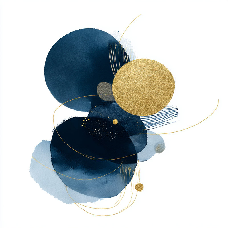 «Midnight Orbits in Indigo», art mural sur toile tendue, L 30 po x H 30 po x P 1,5 po