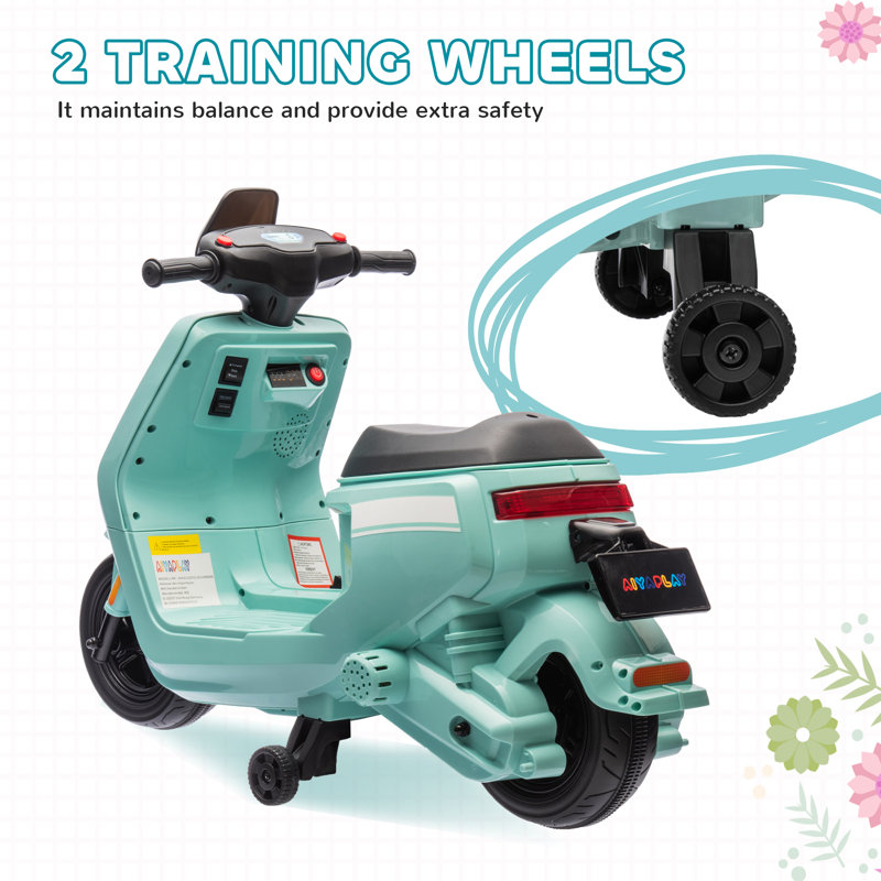 AIYAPLAY 6V Kids Electric Motorbike with Headlights, Music, Green
