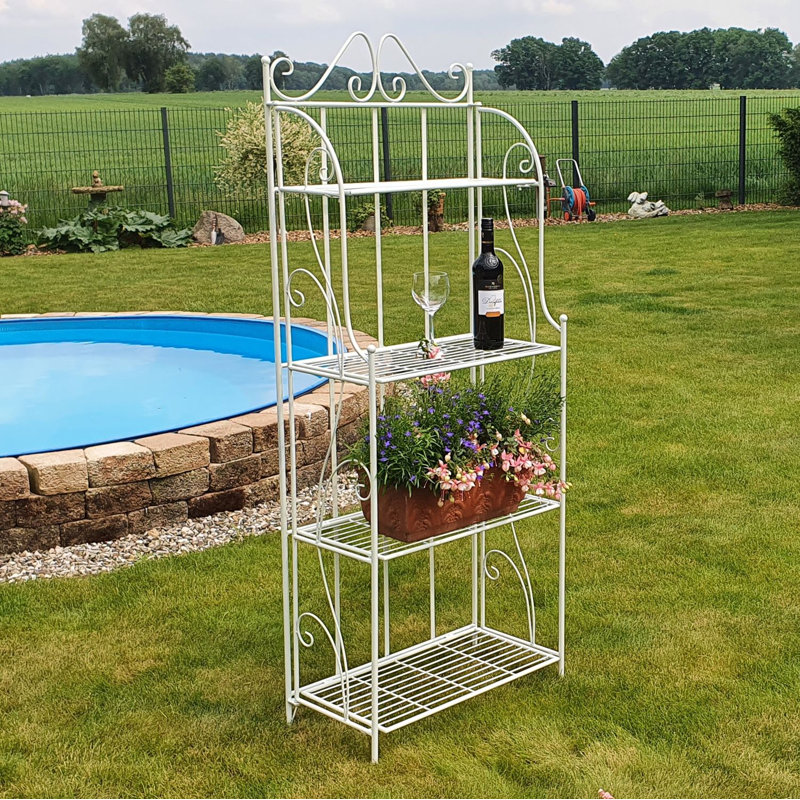 Galan 161cm H x 61cm W Iron Etagere Bookcase, Antique white