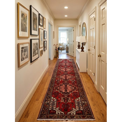 Semi Antique Red Tribal Hallway 3'3x12'5 Wool Oriental Runner Rug