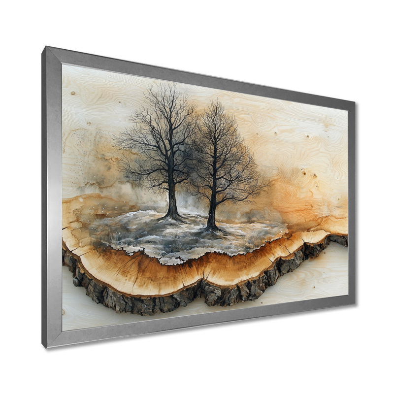«Tree 4 Seasons In A Forest Landscape II - Forest», art encadré, Reproduction encadrée d'une seule photo sans pass
